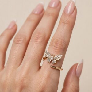 R159 ANILLO DE MARIPOSA AJUSTABLE 14K