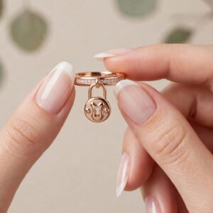 R283 ANILLO CON BRILLOS Y CANDADO REDONDO