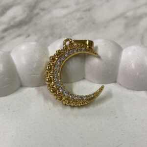 DJ243 DIJE DE LUNA CON BRILLOS Y BOLITAS 14K