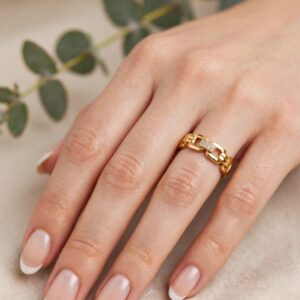 R380 ANILLO CON ESLABON PEQUEÑO 18K