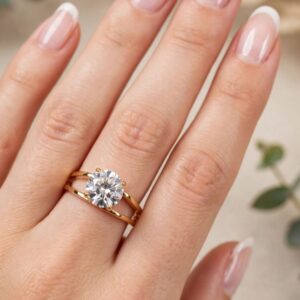 R425 ANILLO CON PIEDRA GRANDE SOLITARIA BLANCA 18K