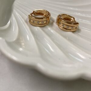 A18191 ARRACADA CHICA CON LINEA DE CRISTALES SEPARADOS