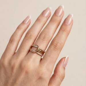 18003 ANILLO DE NUDO CON CRISTALES DE 18K