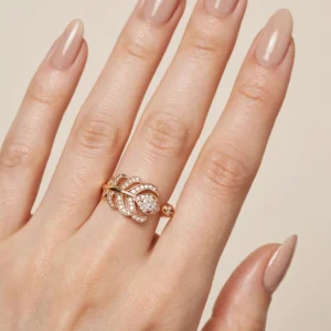 18012 ANILLO AJUSTABLE EN FORMA DE HOJAS 18K TALLA 7