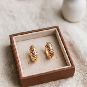A18280 ARRACADA MEDIANA CON CRISTALES 18K