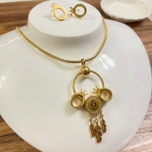 JPA0002 JUEGO DE COLLAR PULMA DE INDIO Y ARETES PANDORA