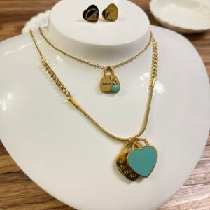 JAD021 JUEGO DE COLLAR CORAZON,BOLSITA Y ARETES TIFANNY