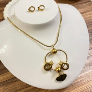 JPA0004 JUEGO COLLAR 2 BOLAS ADORNO SIMULANDO ANILLOS Y ARTES PANDORA