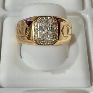 18028 ANILLO CON PIEDRA CUADRADA Y CRISTALES 18K