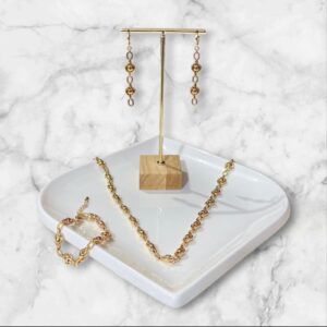 J18013 JUEGO DE COLLAR PULSERA Y ARETES DE ESLABONES DE ANCLA 18K