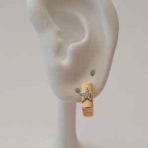 A18448 ARETES CHICOS CON ESTRELLA CON PIEDRAS 18K