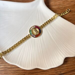 P14025 PULSERA CON CIRCULO CON IMAGEN DE LA VIRGEN DE GUADALUPE 14K 19CM