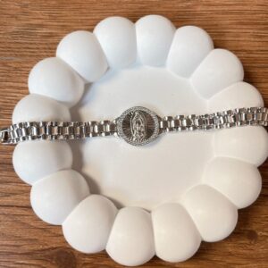 PR040 PULSERA DE RODIO CON IMAGEN DE LA VIRGEN DE GUADALUPE 20CM
