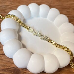 P14028 PULSERA CON MARIPOSAS CON BRILLOS 14K 20CM