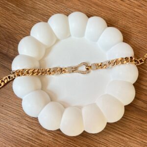 P18244 PULSERA CUBANO CON BROCHE DE BRILLOS 18K 20CM