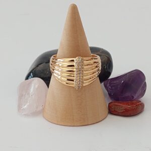 18039 ANILLO CON LINEA DE CRISTALES 18K