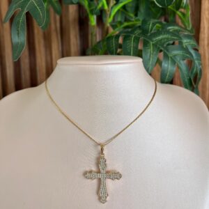 D18011 DIJE DE CRUZ DIAMANTADA 18K