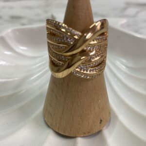 18038 ANILLO LINEAS ENTRELAZADAS CON CRISTALES 18K