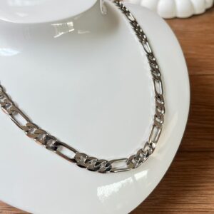 CR032 CADENA CARTIER ESLABON MEDIO GRUESO RODIO 55CM