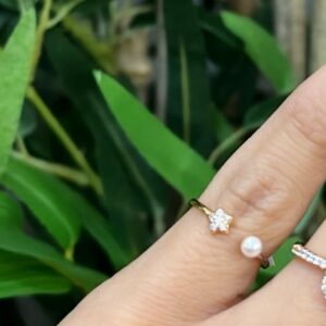 AND001 ANILLO DE NIÑA ESTRELLA CON PERLA 18K