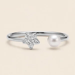 ANR001 ANILLO RODIO DE NIÑA ESTRELLA CON PERLA