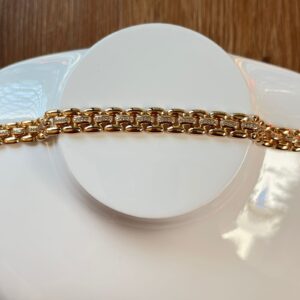 P18287 PULSERA ESLABONES CUADROS CON BRILLOS 18K 17CM