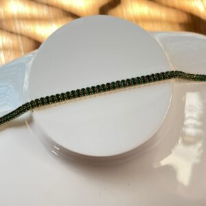 P14036 PULSERA DELGADA CON BRILLOS VERDE 14K 17+2CM