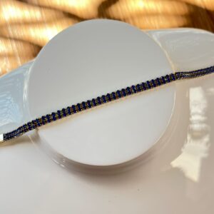 P14035 PULSERA DELGADA CON BRILLOS AZULES 14K 17+2CM