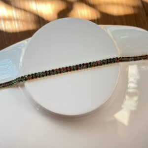 P14033 PULSERA DELGADA CON BRILLOS DE COLORES 14K 17+2CM