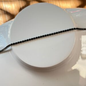 PR053 PULSERA DELGADA PIEDRAS NEGRAS RODIO 17+2CM