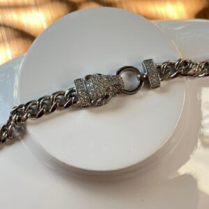 PR055 PULSERA GRUESA DE DIJE JAGUAR RODIO 17+2CM