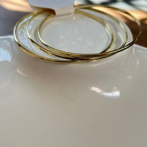 B14007 BRAZALETE DELGADO CON LINEAS DE 3 PIEZAS 14K 60MM