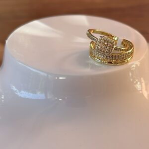 14013 ANILLO DOBLE CON PIEDRA CUADRADA 14K