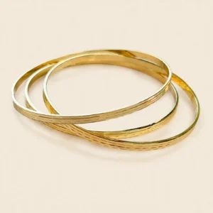 B14014 BRAZALETE CON LINEAS 3 PIEZAS 14K 60MM