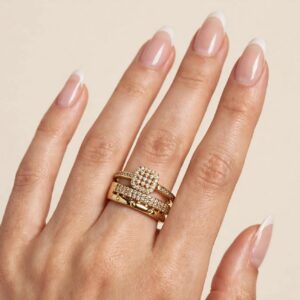 14013 ANILLO DOBLE CON PIEDRA CUADRADA 14K