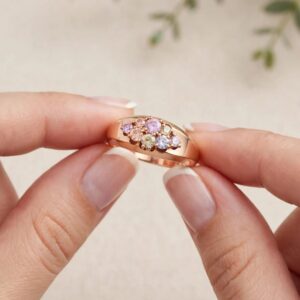 18064 ANILLO CON PIEDRAS DE COLORES 18K
