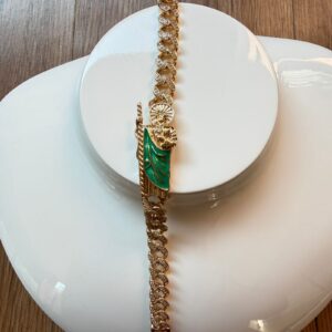 P18312 PULSERA SAN JUDAS ESLABONES CON BRILLOS 18K 17+2CM
