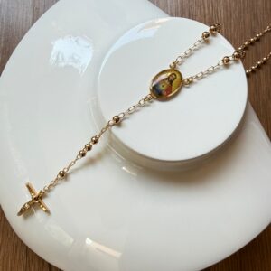 ROS003 ROSARIO IMAGEN SAGRADO CORAZON DE JESUS 18K 60CM