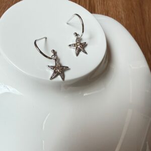 AR041 ARETE DE ESTRELLA DE MAR CON BRILLOS RODIO