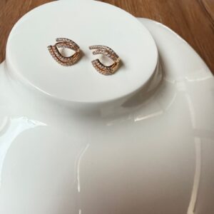 A18720 ARETE CON LINEAS DE BRILLOS 18K