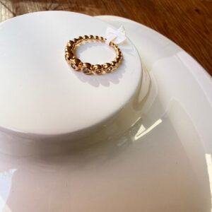 18072 ANILLO CON BOLITAS Y CRISTALES 18K