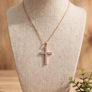 D18018 DIJE DE CRUZ CON BRILLOS 3.5CM 18K