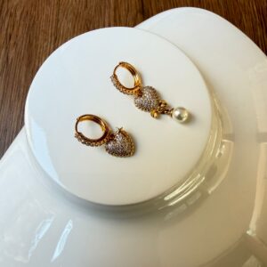 A18771 ARRACADA CORAZONES Y COLGANTE CON PERLA