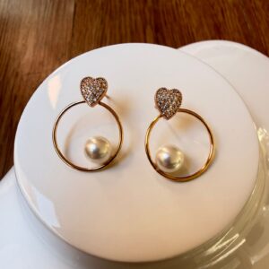 A18766 ARETE DISEÑO ARRACADA ,CORAZON Y PERLA