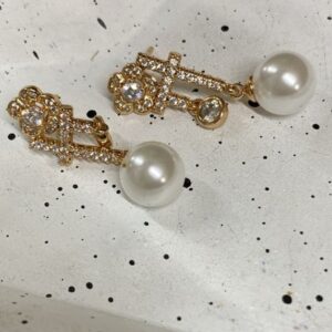 A18767 ARETE FLOR CON KRYSTALES Y PERLA COLGANTE