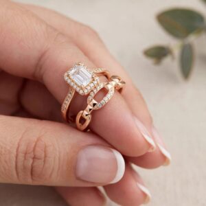 18079 ANILLO DE PIEDRA CUADRADA Y ANILLO  CADENA