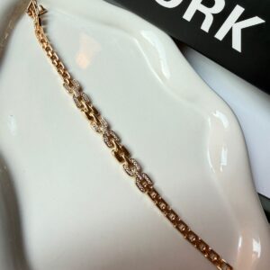 P18329 PULSERA DE ESLABON CADENA CON BRILLOS 18K 17+2CM