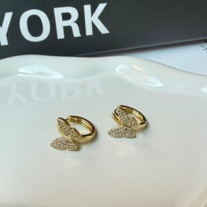 A140045 ARETE DE MARIPOSA CON BRILLOS 18K