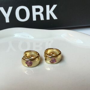 A140039 ARETE LISO CON PIEDRA ROSA 14K