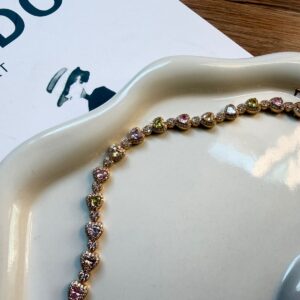 P18339 PULSERA DE CORAZONES DE COLORES CON BRILLOS 18K 17+2CM